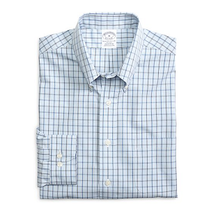 Non-Iron Slim Fit Gingham Sport Shirt - Light Blue